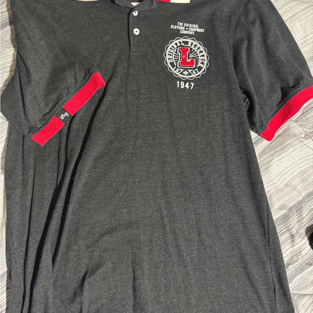 Dark grey LRG Polo Shirt with Red Accents